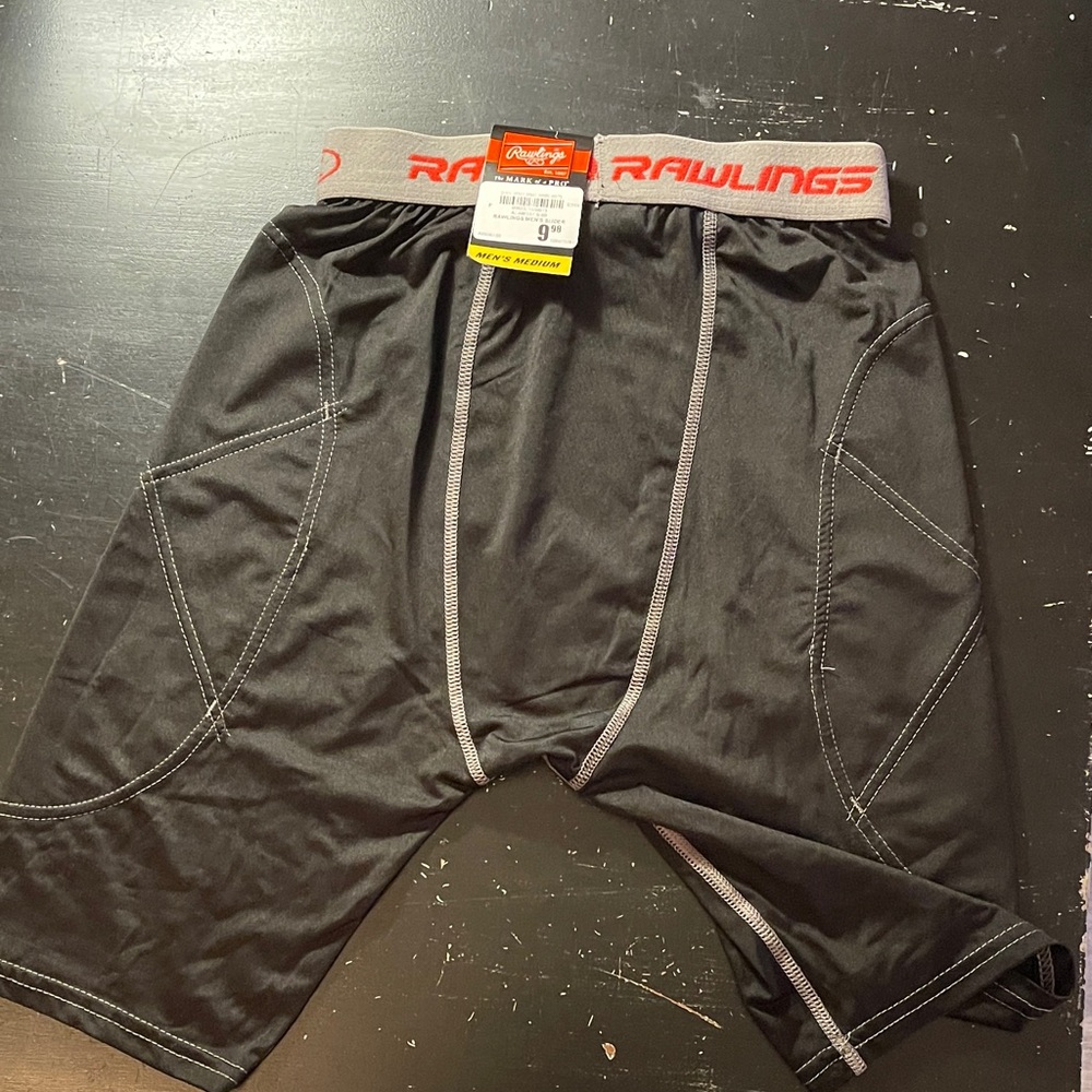 Rawlings Black Athletic Shorts with White Stitching